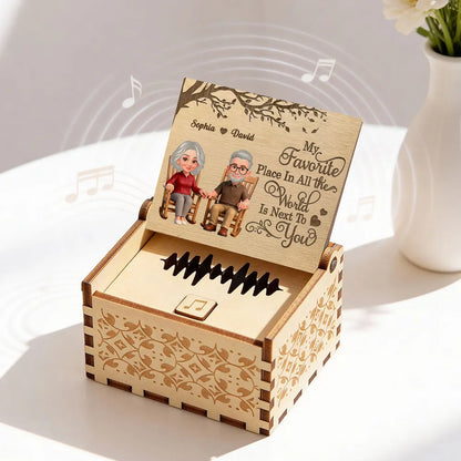 My Favorite Place Is Next To You Personalized Wooden Music Box, Sweet Couple Gift for Anniversary or Valentine's Day
