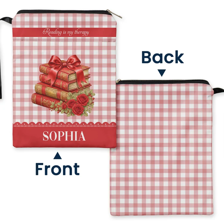 Personalized Book Sleeve with Bookaholic Script and Floral Books, Creative Gift for Readers