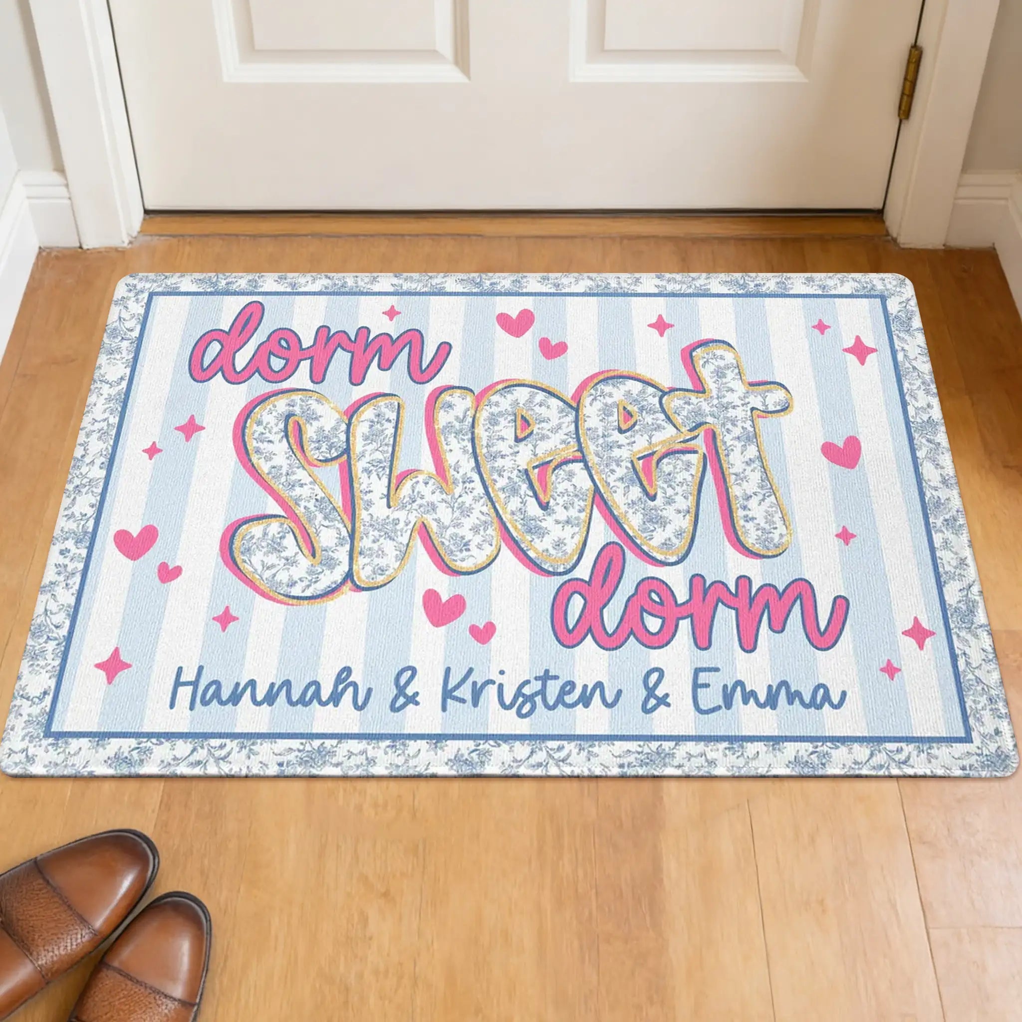 Dorm Sweet Dorm Doormat, Custom Pastel Floral Entry Mat with Hearts, Creative Gift for Roommates 商品缩略图