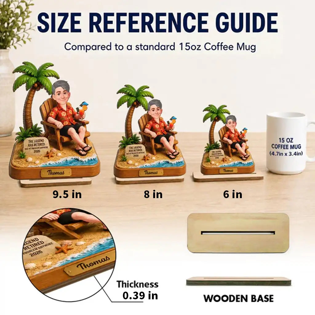 2-Layer Wooden Plaque with Tropical Retirement Humor, Creative Gift for Coworker, Dad or Husband