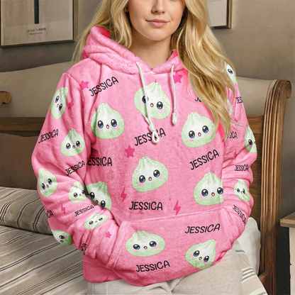 Cute Dumpling Youth Flannel Hoodie, Personalized Style for Cozy Family Memories, Creative Gift for Kids