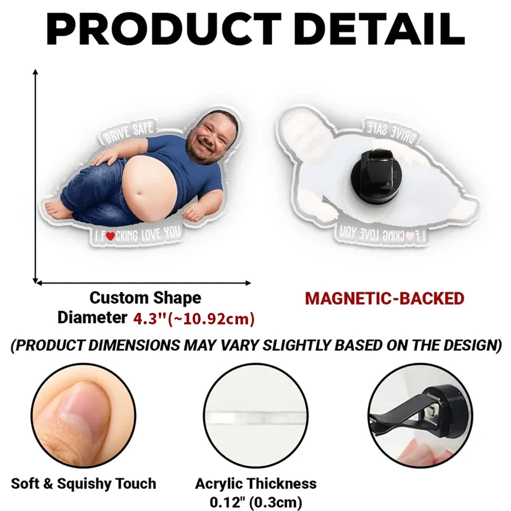 Personalized Car Vent Clip with Reclining Dad and Funny Belly Design, Unique Gift for Everyday Drives
