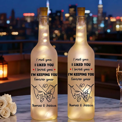 Personalized Bottle Lamp With I Am Keeping You Quote, Warm Glow Bedroom Decor, Unique Romantic Gift for Couples