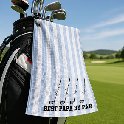 Custom Waffle Weave Golf Towel with Golf Club Design, Creative Father's Day Gift for Papa's Golf Bag
