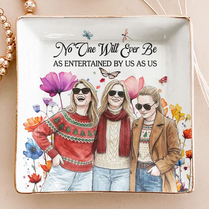 Friendship Jewelry Dish, Friends Laughing Among Watercolor Florals, Personalized Sentimental Gift for Her