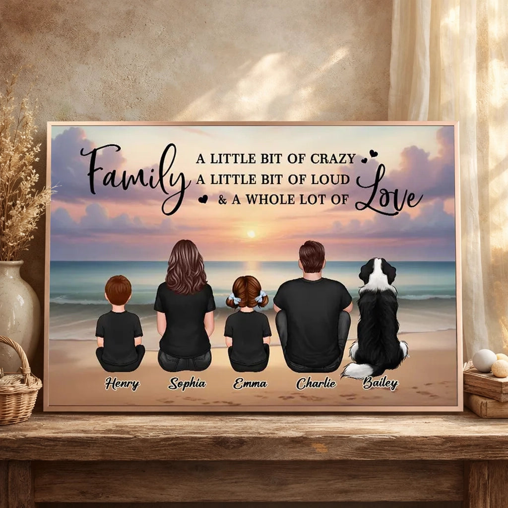 Family Beach Sunset Personalized Poster, Whole Lot Of Love Wall Art, Unique Gift for Mom