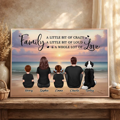 Family Beach Sunset Personalized Poster, Whole Lot Of Love Wall Art, Unique Gift for Mom