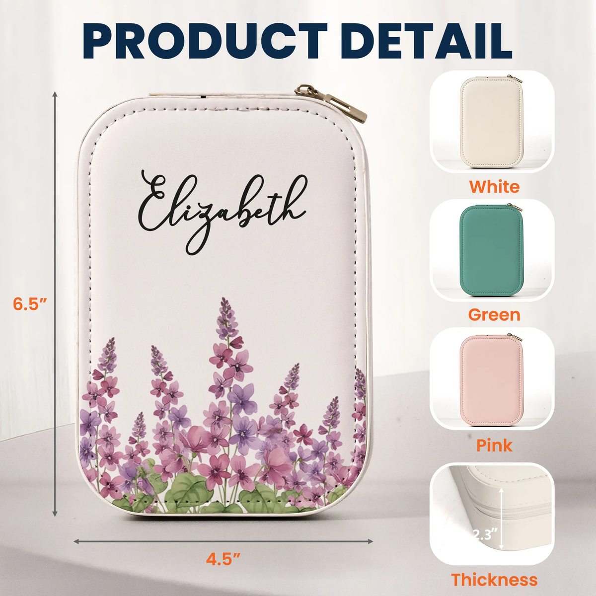 Custom Name & Birth Flower Gift For Her, Daughter, Sister - Custom Makeup Box With LED Mirror