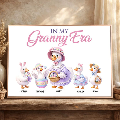 In My Granny Era Personalized Poster, Cute Easter Ducks with Baskets, Unique Gift for Grandma, Sweet Wall Art