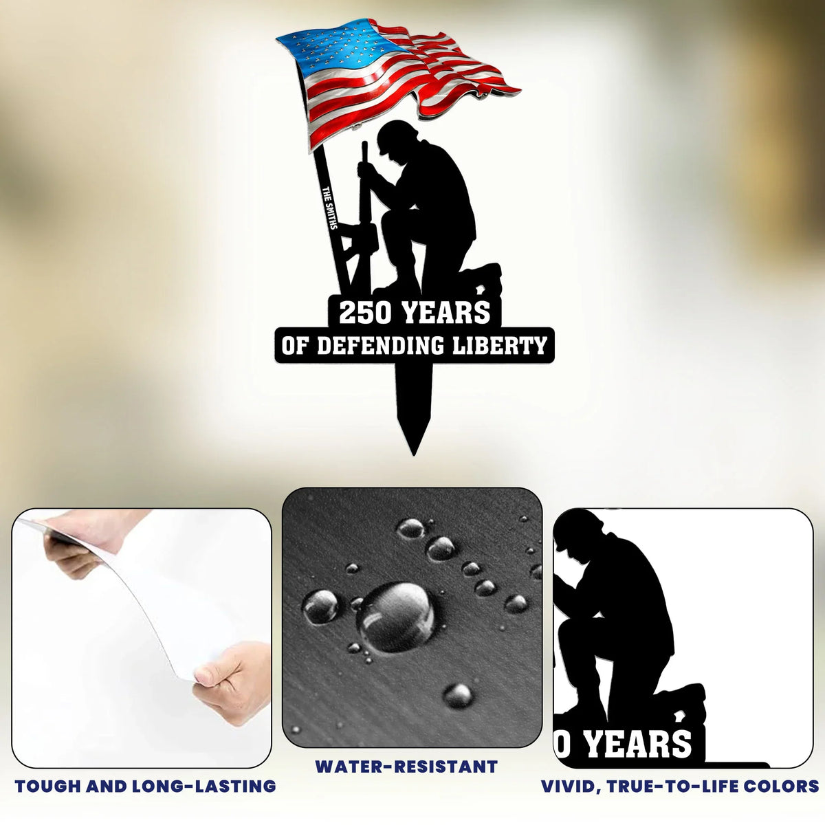 250 Years Of Defending Liberty Personalized Metal Garden Stake - Proud Patriotic Yard Tribute Gift