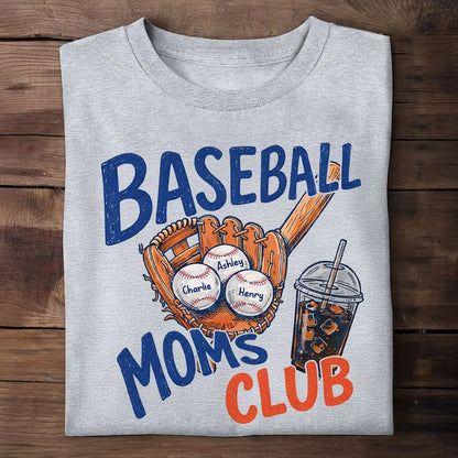 Personalized Baseball Moms Club Classic Tee, Retro Glove Graphic Game Day Spirit, Unique Gift for Mom