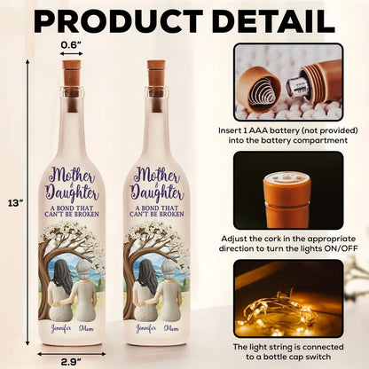 Mother & Daughter Bottle Lamp Personalized Keepsake Cozy Ambient Light for Nightstand A Thoughtful Unique Gift for Mom