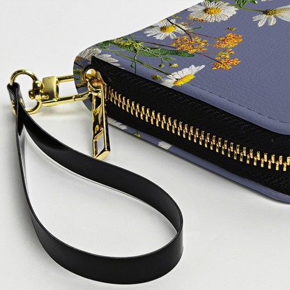 Personalized Leather Long Wallet with Birth Flower Design, Unique Gift for Mom, Grandma & Sister
