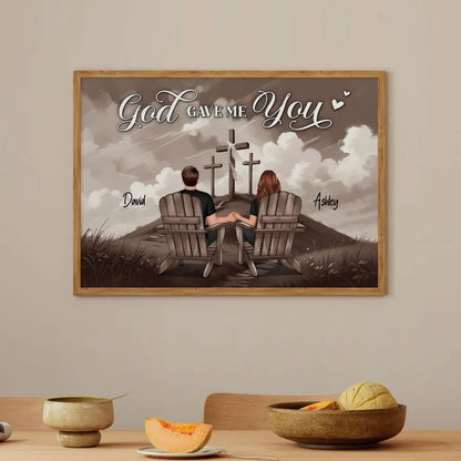 Personalized "God Gave Me You" Poster, Ornament, Plaque, Keychain– A Unique Gift for Couples, Faith & Love Expression
