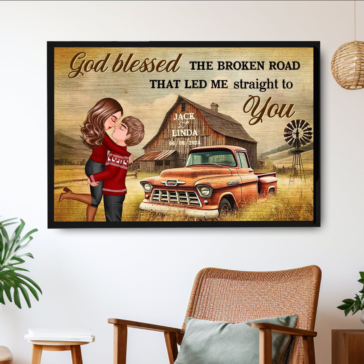 Personalized Vintage Farm-Themed Couple Poster - Perfect Love Gift