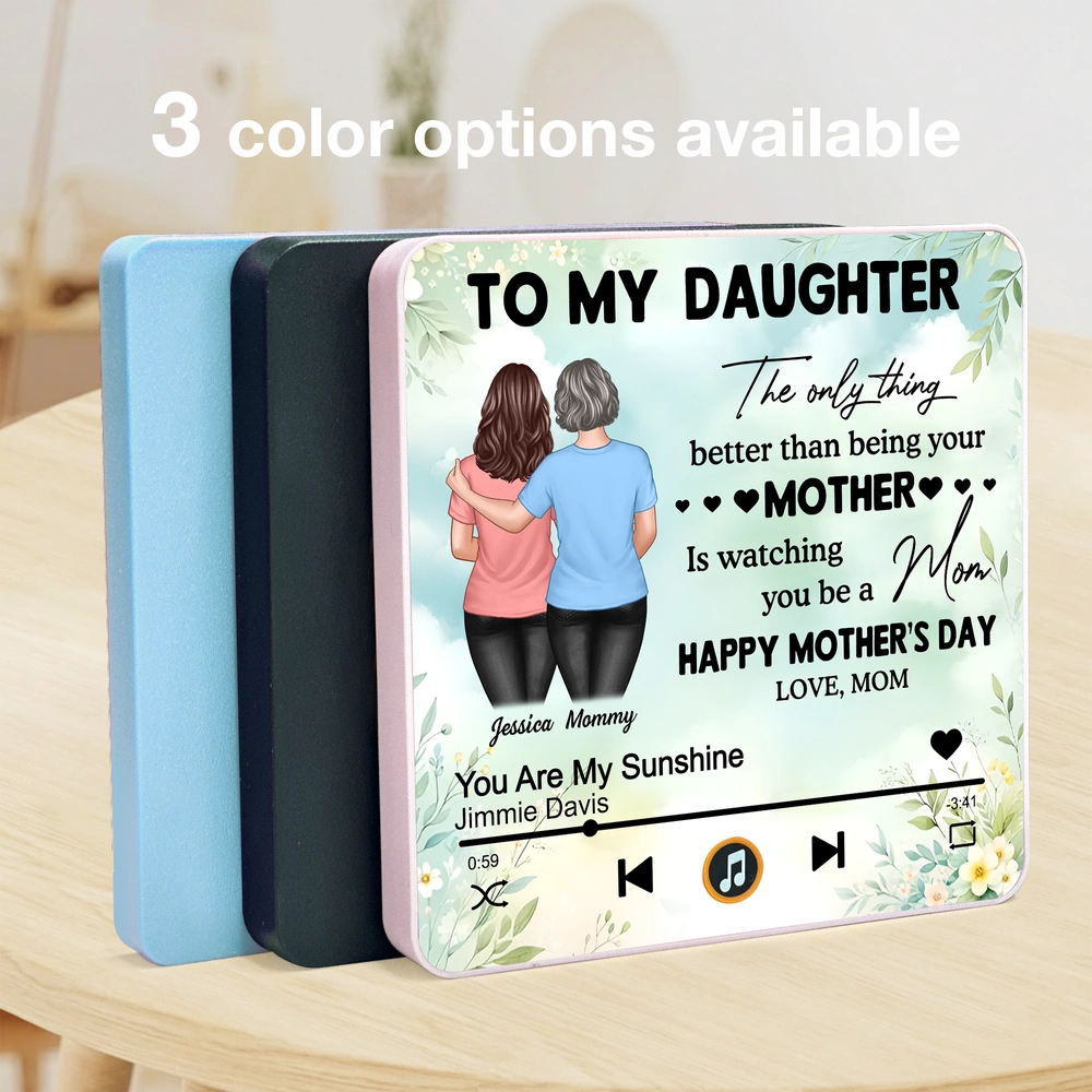Personalized Acrylic Music Magnet To My Daughter Back Hug Floral Fridge Decor Unique Mother's Day Gift