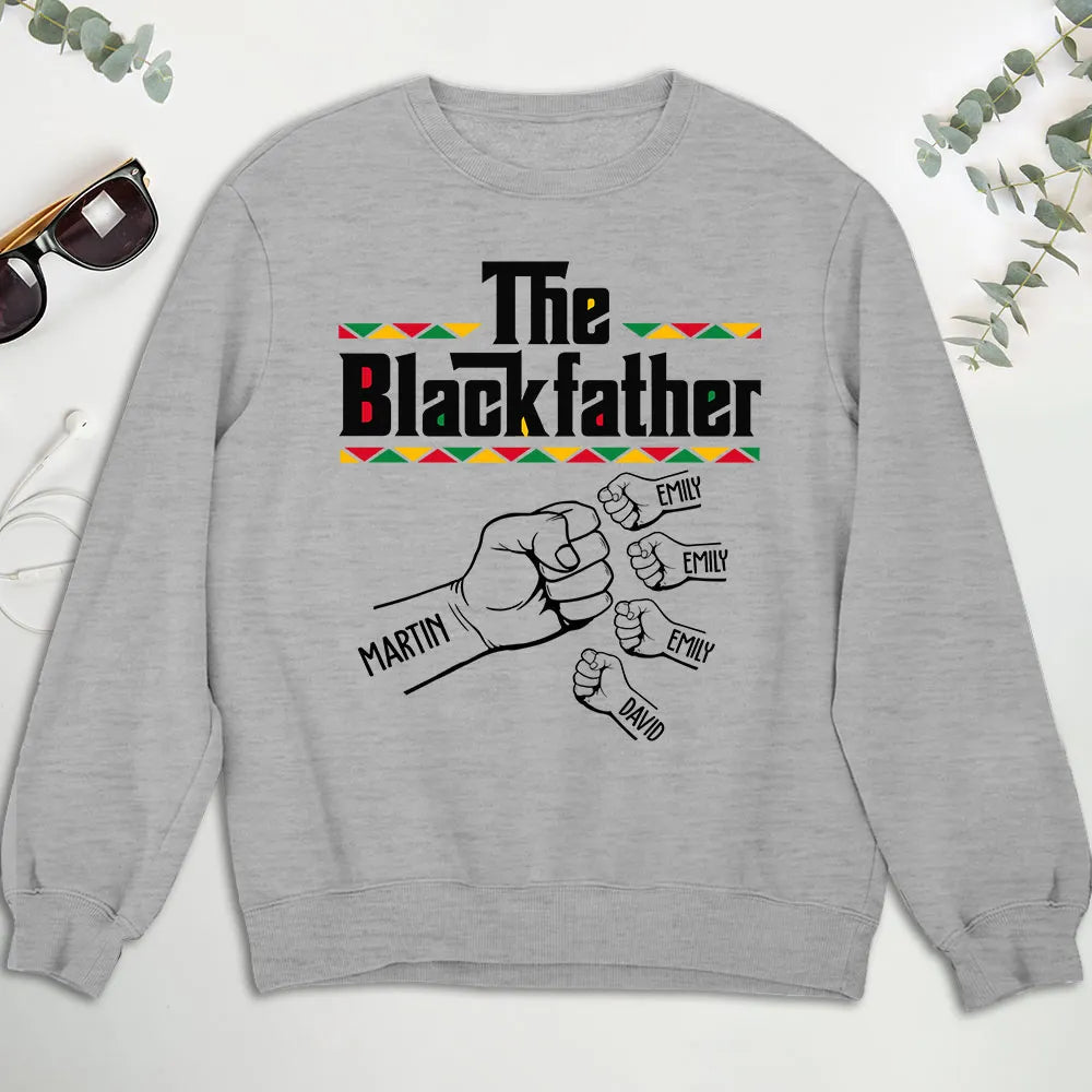 Personalized The Blackfather Classic Tee with Fist Bump Family Graphic - Unique Father's Day Gift for Dad