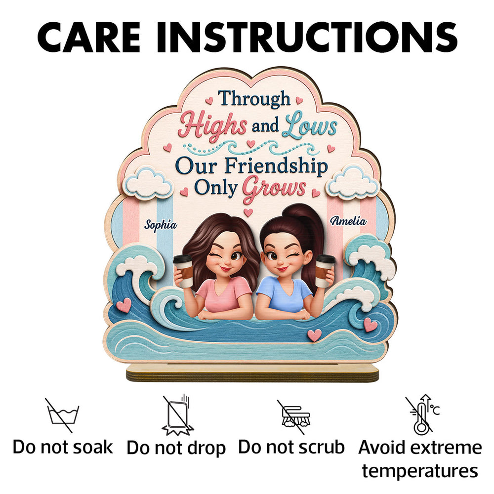 Personalized 2-Layer Wooden Plaque, Through Highs and Lows Quote, Unique Creative Gift for Close Friend