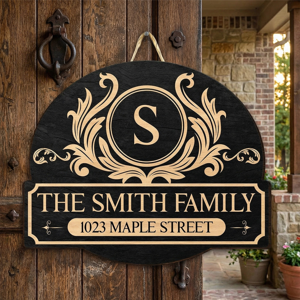 Custom Family Name Wooden Sign with Classic Monogram Look for Home Entry - Warm Welcome Decor, Thoughtful Holiday Gift
