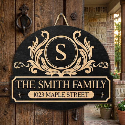 Custom Family Name Wooden Sign with Classic Monogram Look for Home Entry - Warm Welcome Decor, Thoughtful Holiday Gift