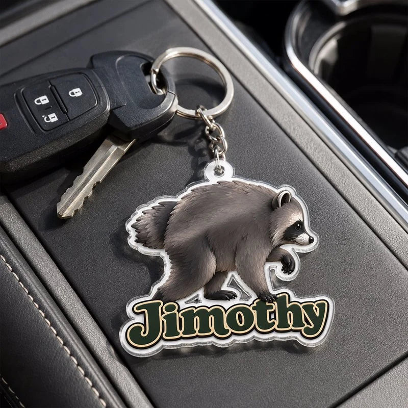 Viral Jimothy Raccoon Acrylic Keychain, Personalized Creative Gift for Raccoon Fans, Bright Cute Daily Charm