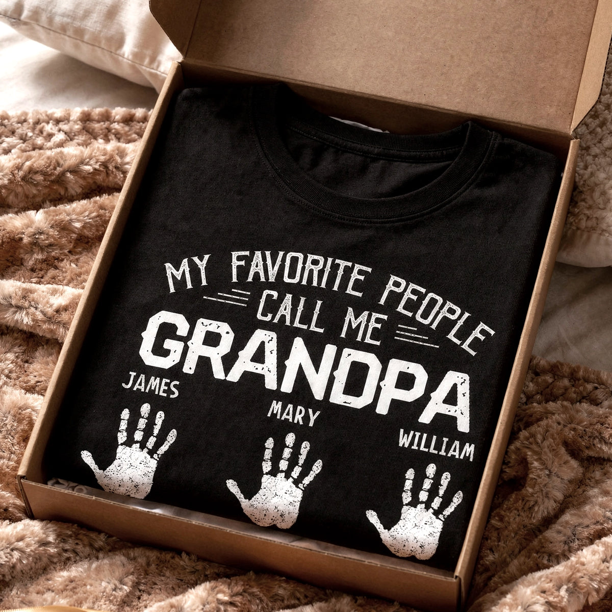 Heartwarming Custom Grandpa Gear - Personalized Kids Handprint Design with Names - The Ultimate Gift for Him