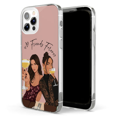 Custom Clear TPU Phone Case For Friends, Pastel Portrait Art Unique Gift With Soulmates Vibe