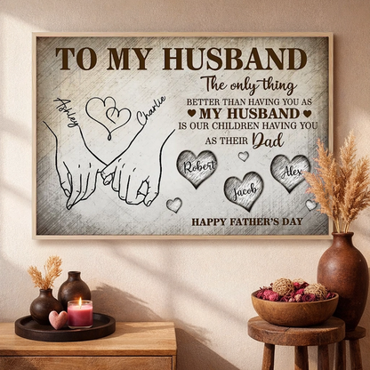 Personalized Husband & Dad Poster, Pinky Promise Hands, Unique Father's Day Gift With Vintage Warmth