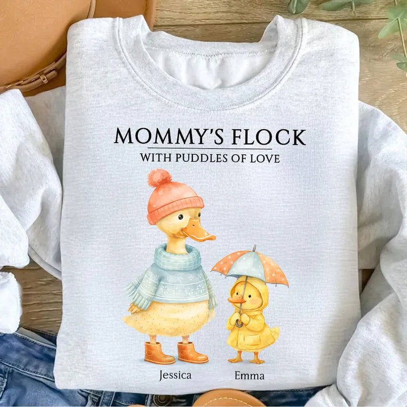 Classic Tee with Cute Ducks in Raincoats Nanny's Flock - Personalized Gift for Grandma That Feels Like Family