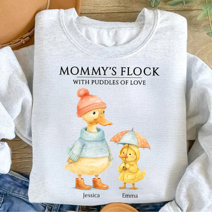 Classic Tee with Cute Ducks in Raincoats Nanny's Flock - Personalized Gift for Grandma That Feels Like Family