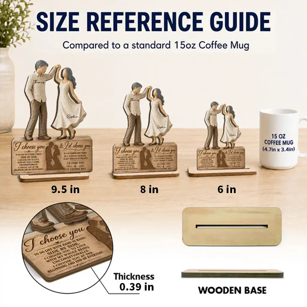 Personalized 2-Layer Wooden Plaque with Dancing Couple, I Choose You Unique Gift for Couples