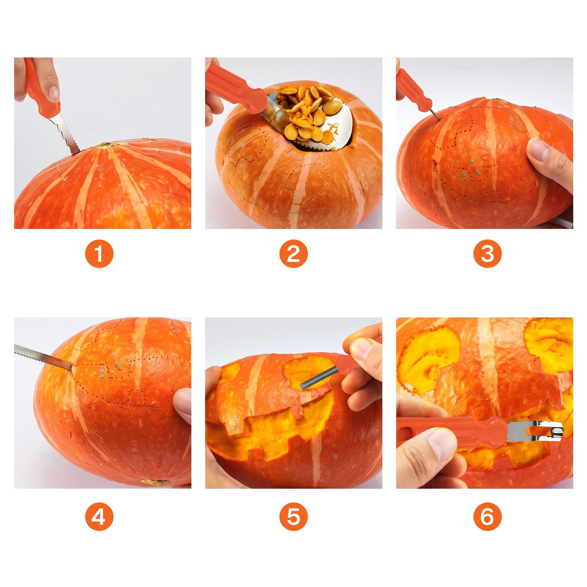 Personalized Pumpkin Carving Kit, Orange Spooky Design, Unique Gift for Kids and Young Crafters