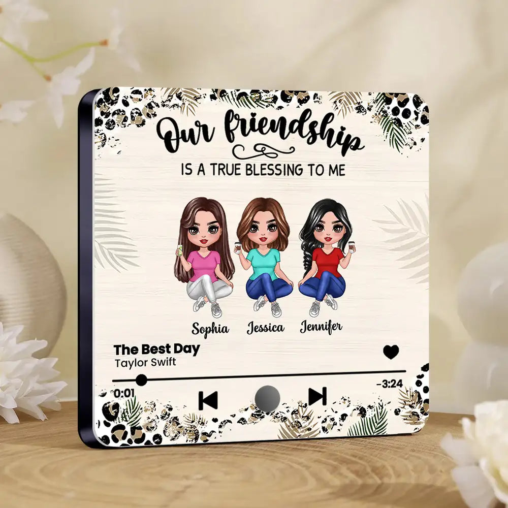 Our Friendship Is a True Blessing – Personalized Fridge Magnet with Music Player Design, Gift for Best Friends