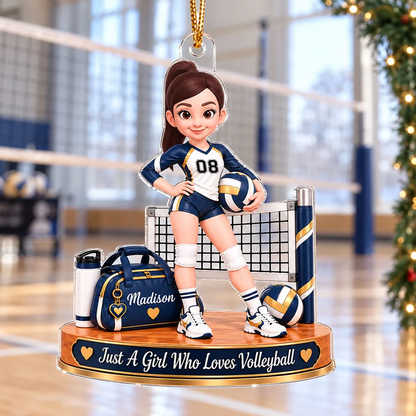 Personalized Acrylic Ornament, Girl Who Loves Volleyball Design, Creative Keepsake Gift for Granddaughter
