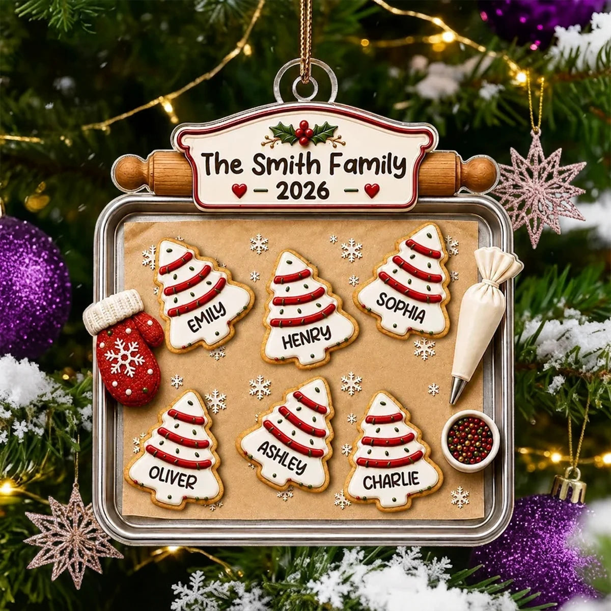 Personalized Acrylic Ornament, Custom Christmas Tree Cake Tray, Unique Gift for Family