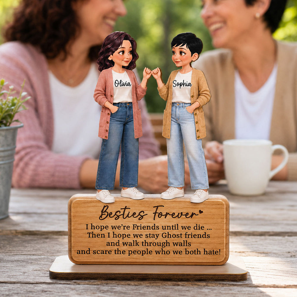 Personalized 2-Layer Wooden Plaque, Pinky Promise Friends Forever, Unique Gift for a Close Friend