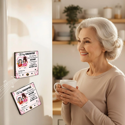 Acrylic Music Magnet For Mom and Daughter, Sweet Mother's Day Message with Floral Notes, Personalized Unique Gift Fridge Decor