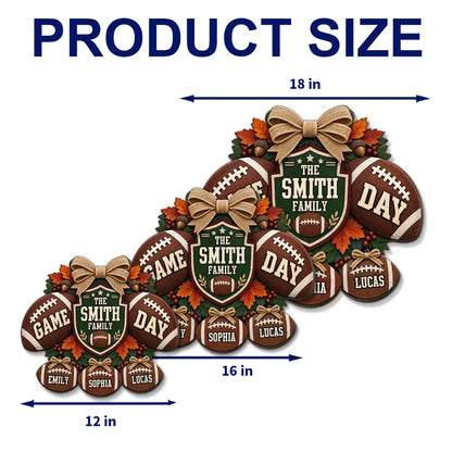 Family Huddle Wooden Sign, Personalized Football Door Accent, Creative Gift for Football Fans