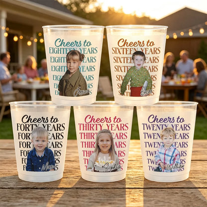 Personalized Frosted Plastic Cup with Custom Portrait, Colorful Birthday Keepsake and Unique Gift for Family