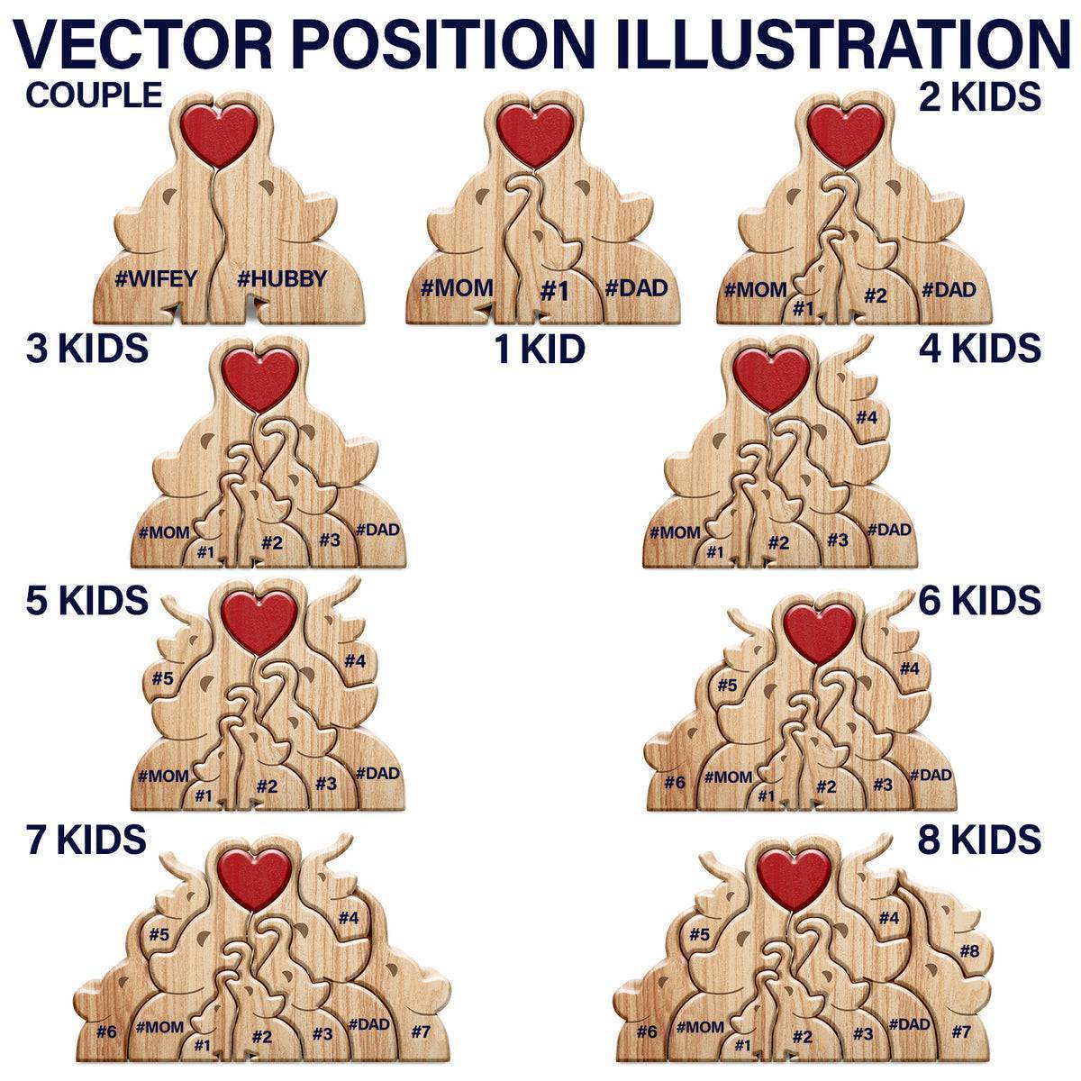 Love Elephant Family - Gift For Mother, Father, Family - Personalized Custom Shaped Wooden Puzzle