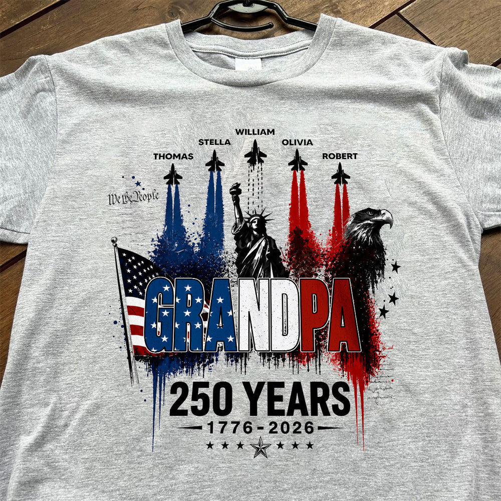 Patriotic Jet Fighter Classic Tee, Personalized Grandpa America Pride Unique Gift for Father's Day