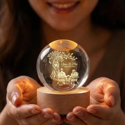 Personalized Globe Lamp with You & Me Couple Under Tree Design - Cozy Romantic Night Glow, Unique Gift for Couples
