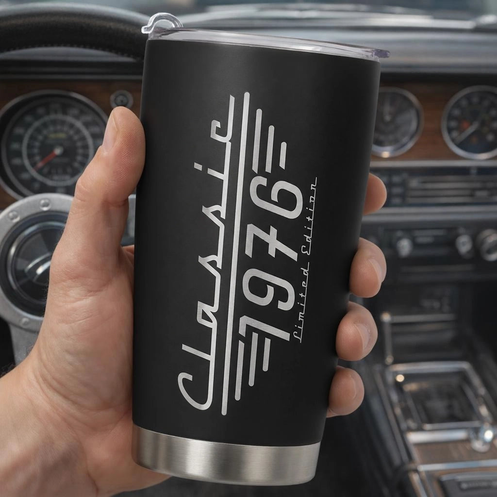 Black Insulated Travel Tumbler with Vintage Typography, Creative Birthday Gift for Husband or Dad