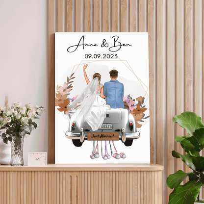 Newlyweds' Blissful Journey - 'Just Married' Personalized Poster or Canvas with Wedding Date