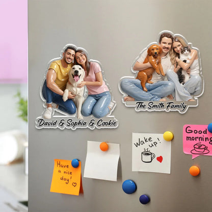Custom Acrylic Magnet for a House Full of Love, Sitting Family & Pet Keepsake, Creative Gift for Families