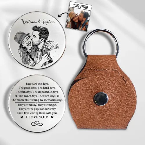 Personalized Pocket Hug With Couple Sketch, These Are The Days Keepsake, Unique Gift For Partner