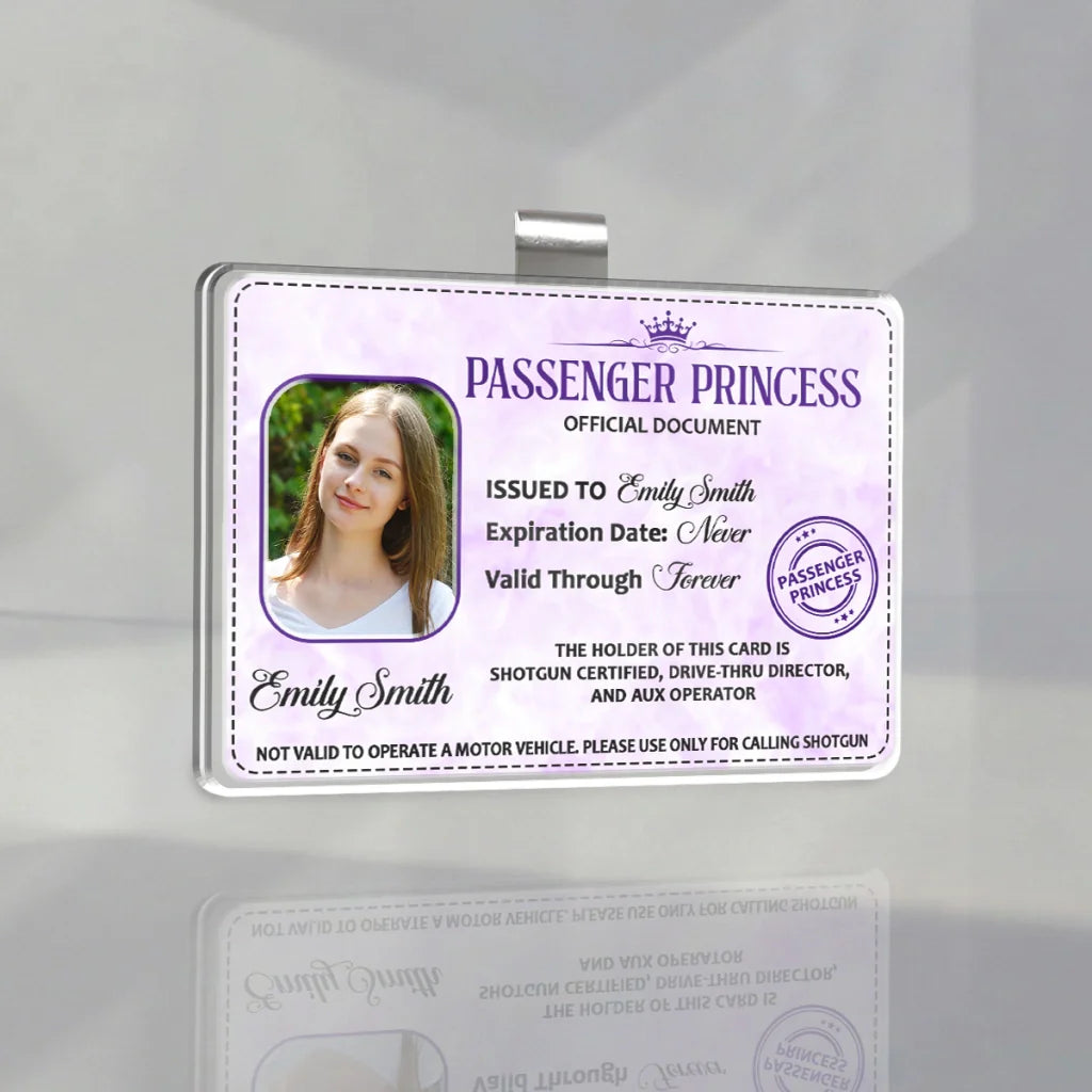 Pink Document Style Passenger Princess 2-Layer Acrylic Car Visor Clip, Creative Gift for Wife & Friend