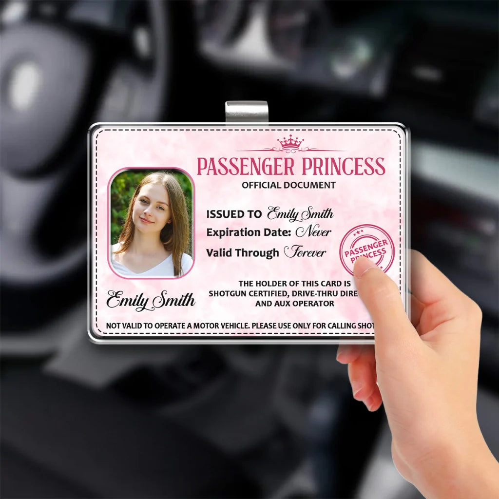 Pink Document Style Passenger Princess 2-Layer Acrylic Car Visor Clip, Creative Gift for Wife & Friend