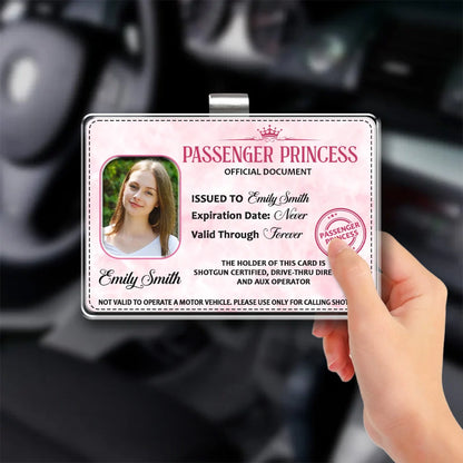 Pink Document Style Passenger Princess 2-Layer Acrylic Car Visor Clip, Creative Gift for Wife & Friend