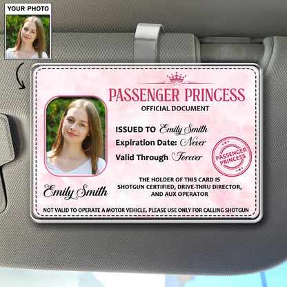 Pink Document Style Passenger Princess 2-Layer Acrylic Car Visor Clip, Creative Gift for Wife & Friend